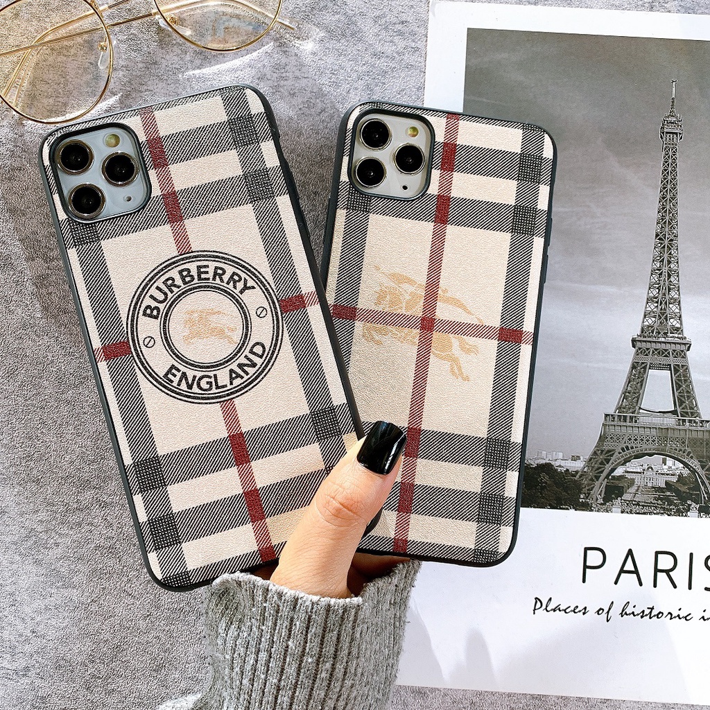 ỐP LƯNG DA IMD HỌA TIẾT DÀNH CHO IPHONE BURBERRY - N2558