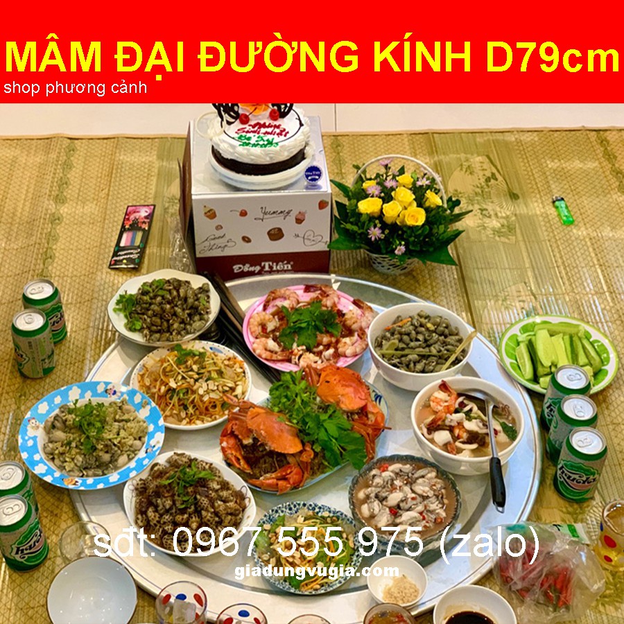 [Mâm 79cm Giá gốc tại kho]  Mâm nhôm cỡ đại. Đồ dùng phòng bếp để ăn cơm, cỗ, tiệc, lẩu