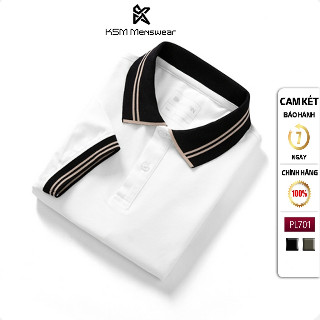 Áo Thun Polo Nam KSM Menswear Tay Ngắn có cổ bo bẻ màu trầm vải Cá Sấu Cotton xuất xịn dày mịn đẹp PL701