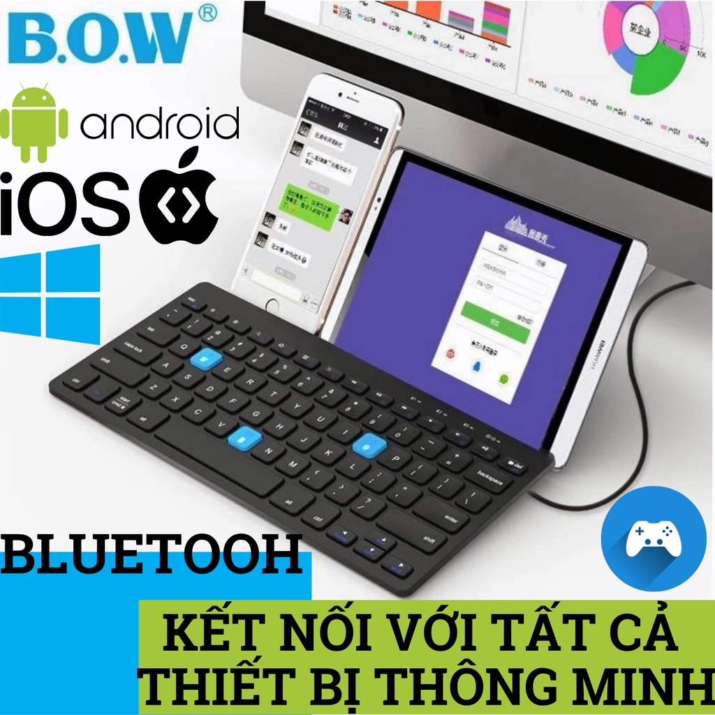 Bàn Phím Cho Điện Thoại Android IOS Window, Bao Da Bàn Phím Có Chuột Cao Cấp Tiện Dụng Cho Smartphone Và Máy Tính Bảng