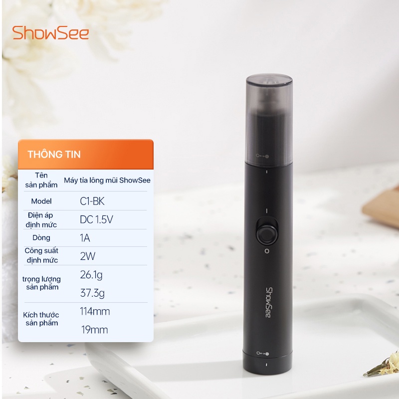 Máy Cắt Lông Mũi Xiaomi ShowSee C1-BK - Tông Đơ Cắt Lông Mũi - Hàng Chính Hãng - Bảo Hành 12 Tháng