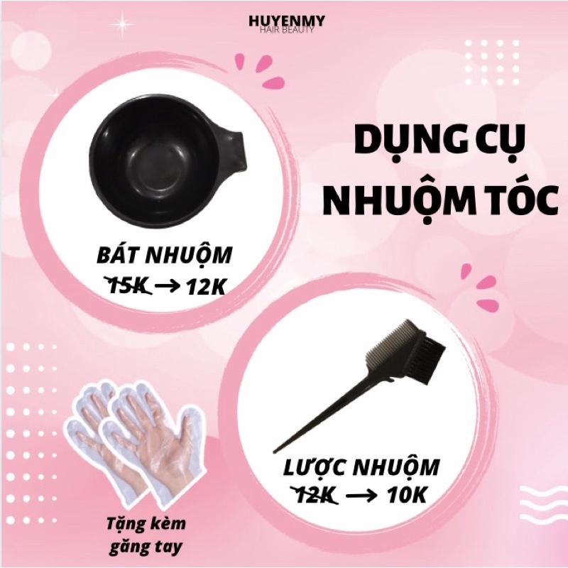 Dụng cụ nhuộm tóc:Lược nhuộm 2 đầu, Bát nhuộm