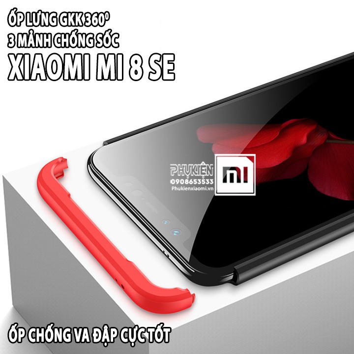 Ốp Lưng cho máy Xiaomi Mi 8 SE GKK 360 Độ  - Viền Màu, Full Màu