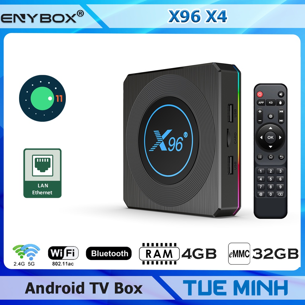 Android TV Box X96 X4 - Ram 4GB, Bộ nhớ trong 32GB, Amlogic S905X4, Android 11