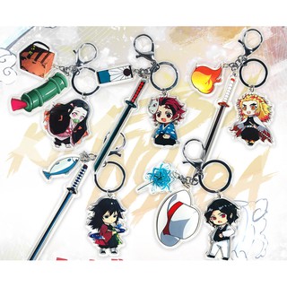 Móc khóa Chibi Thanh gươm diệt quỷ có kiếm 10cm - Kimetsu no Yaiba - Móc khóa Mica 2 mặt