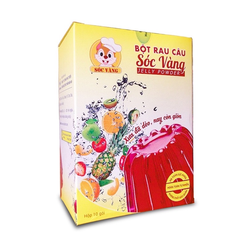 Bột rau câu Sóc Vàng làm thạch, hộp 12 gói