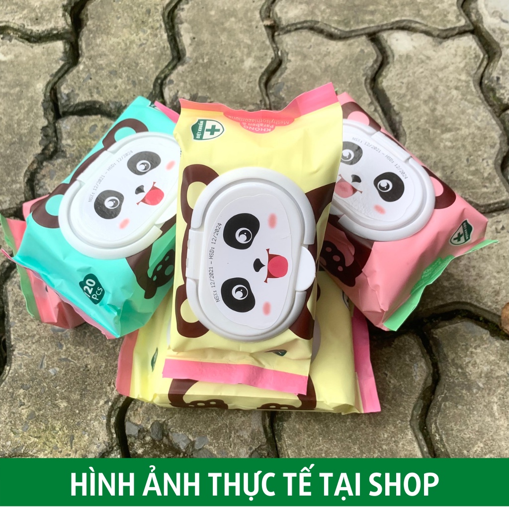 BÁN LẺ 1 Gói 120 Tờ Khăn Ướt Gấu Trúc An Toàn Cho Bé