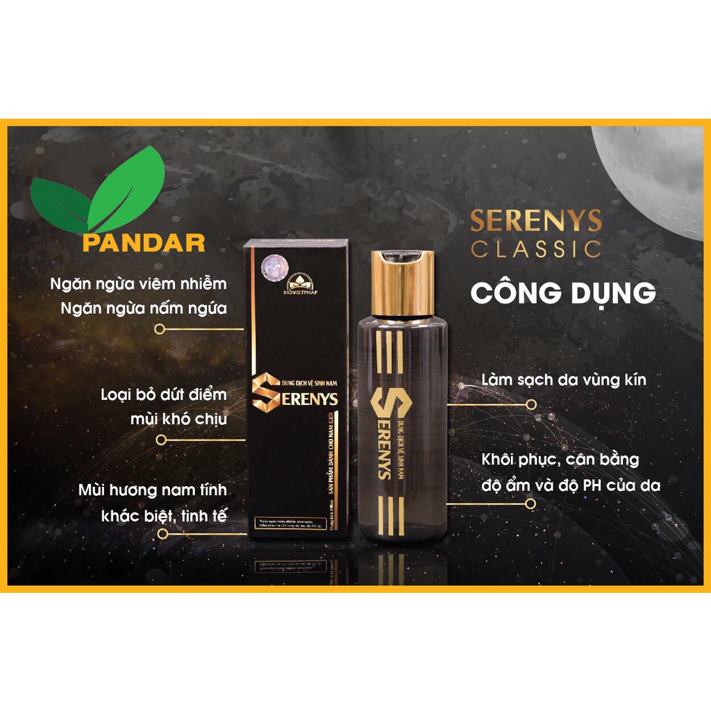 Dung dịch vệ sinh nam Serenys, khử mùi vùng kín, mùi thơm dịu nhẹ, chai 100ml, PANDAR