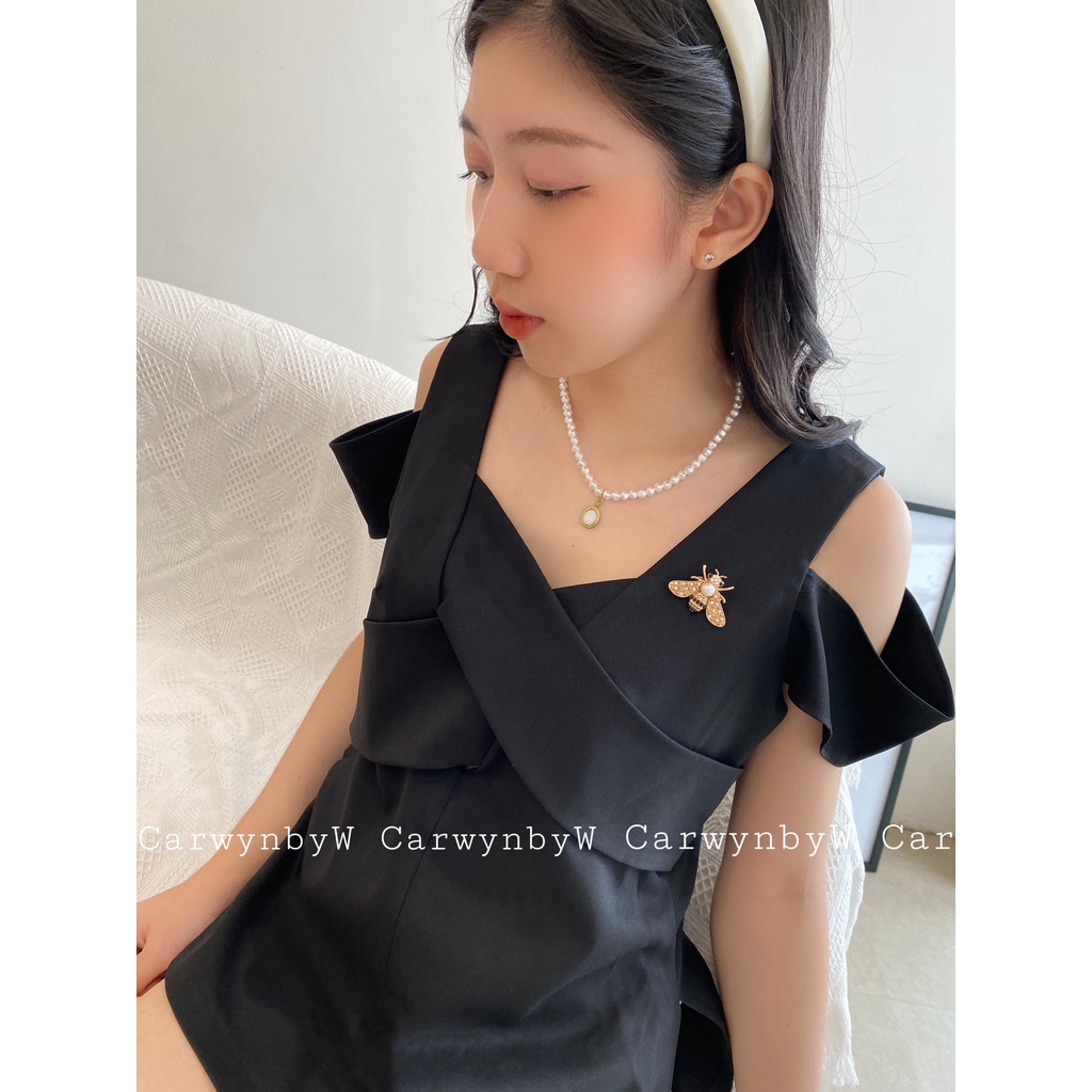 Áo Thiết Kế Đắp Ngực Tay Rơi + Cài Áo Con Ong (Bee Top)