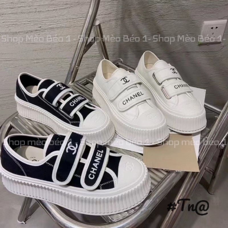 Giày thể thao slip on quai dán viền pha đế cao fullbox