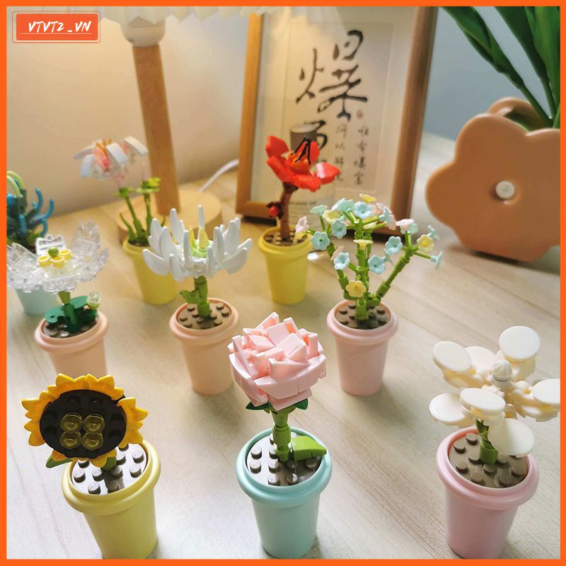 Cá Tuyết Hoa Lego Khối Xây Dựng Nồi Vật Có Hoa Lily Hoa Hồng Grils Nữ Quà Tặng Sinh Nhật Sáng Tạo Phòng Trang Trí Tự Làm Đồ Chơi