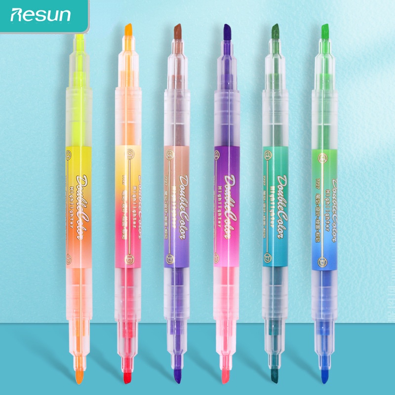 Set 6 Bút Đánh Dấu Hai Đầu Hai Đầu Nhiều Màu Sắc Dành Cho Học Sinh