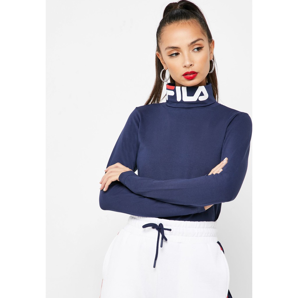 Áo thun cổ lọ logo Fila tay dài Turtle Neck xách tay Mỹ