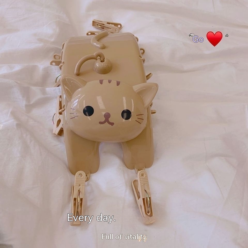 Giá Treo Đồ 10 Kẹp Đa Năng Hình Mèo Dễ Thương Cho Bé Gái