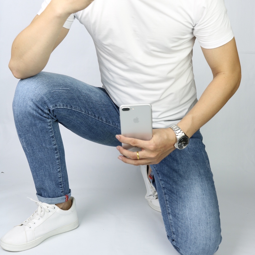 Quần jean nam xanh bạc MK 0164 chất bò cao cấp vải không ra màu form ôm Slimfit quần jeans phong cách Hàn Quốc