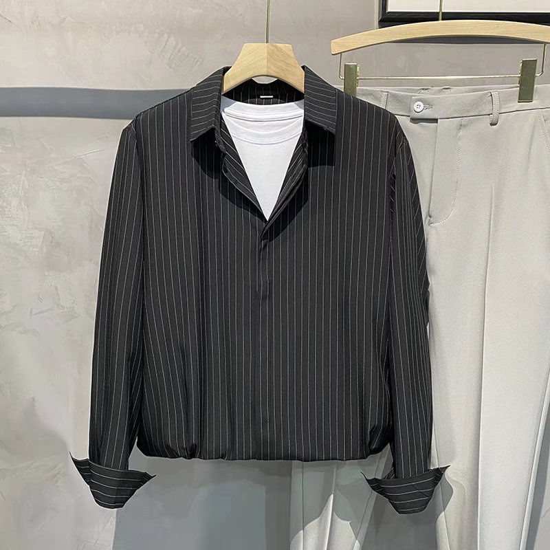 Áo Sơ Mi Tay Dài Bằng Vải polyester Màu Sắc Đơn Giản Dành Cho Nam