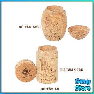 Hũ,Lọ Đựng Tăm Bằng Gỗ Cao Cấp, Hình Tròn Họa Tiết Sang Trọng - Món Quà Tặng, Phụ Kiện Xinh Xắn