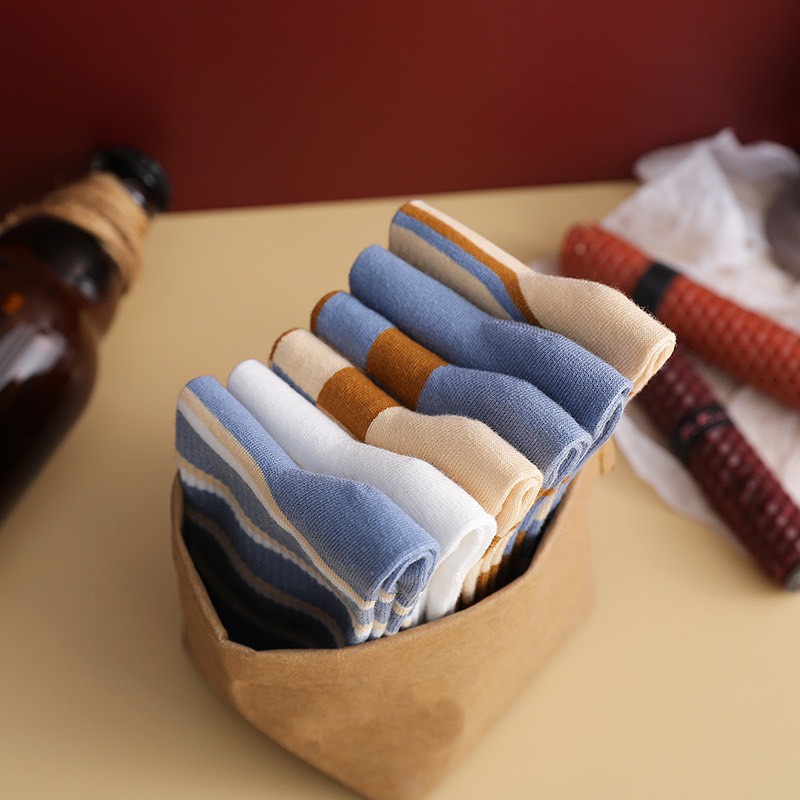 Tất cổ cao NOVSET Vớ cao cổ Phong Cách Hàn quốc kiểu dáng sọc kẻ  T2 [ MÃ A704 ]