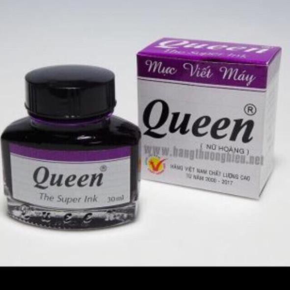 1 lọ mực Queen viết bút máy có 3 loại mực: tím -xanh-đen