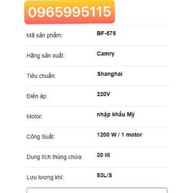 Máy hút bụi Camry 30L BF-575