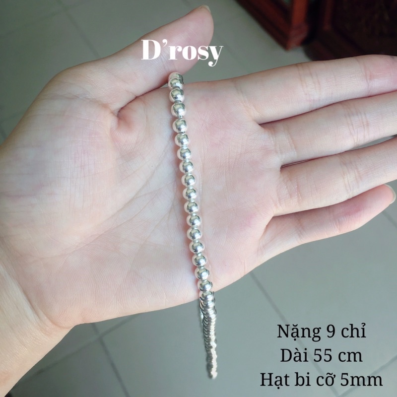 Dây chuyền bạc bi tròn trơn cho người lớn cỡ 3mm 4mm 5mm 6mm dài 47-55 cm chuẩn bạc ta có bảo hành