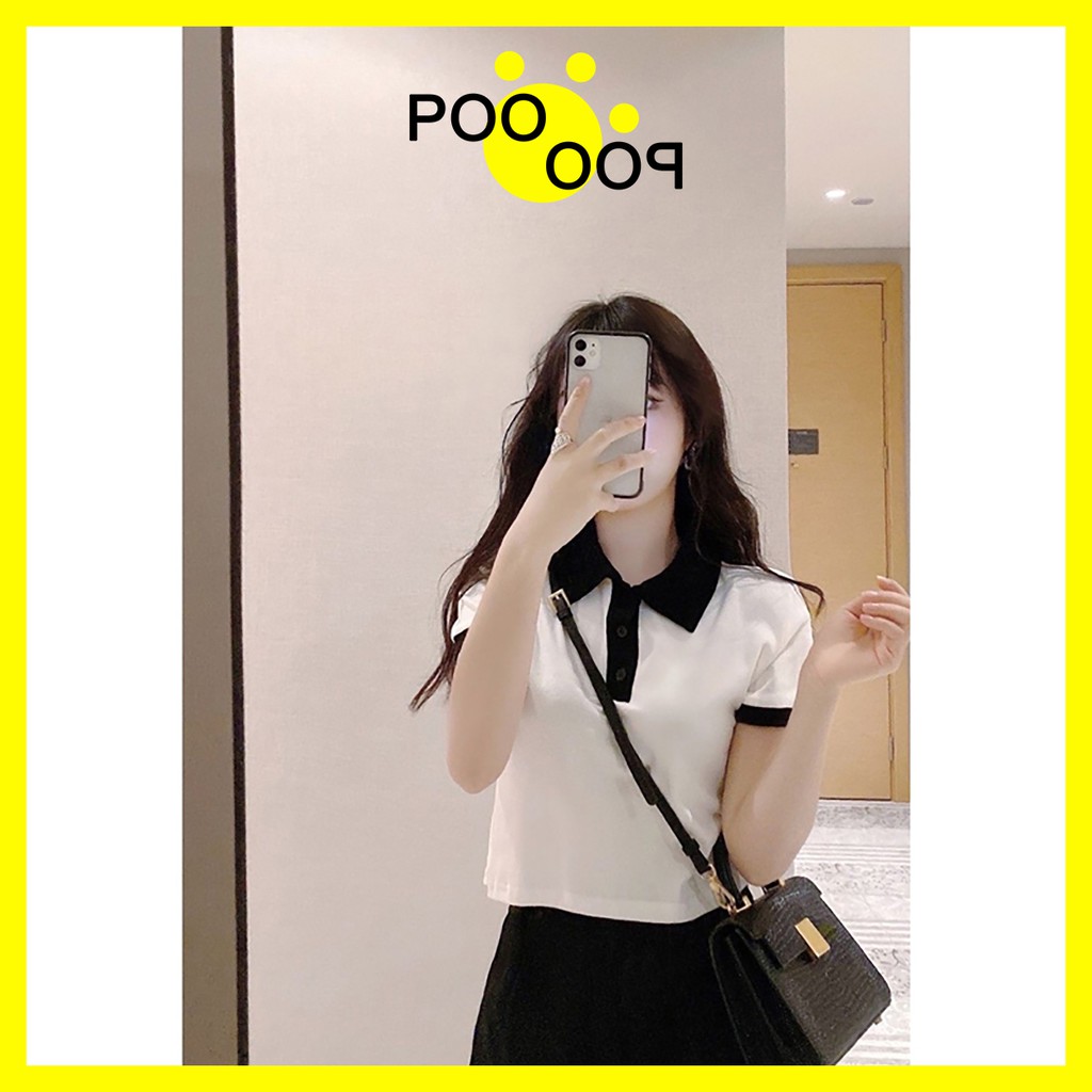 Áo Croptop Nữ Tay Ngắn Có Cổ Chữ V, Áo Croptop  Polo Hàn Quốc Form Rộng Ngắn Tay Cổ Bẻ, Áo Croptop Kiểu PooPoo Store | BigBuy360 - bigbuy360.vn