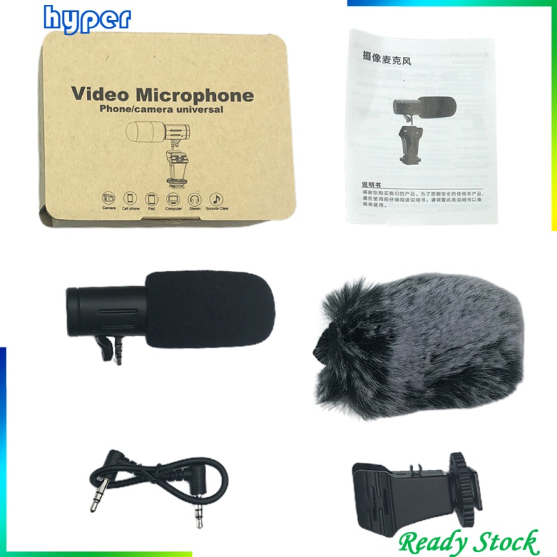 Vlogging Video 3.5mm Microphone Condensor External DSLR Mobile Phone Mic