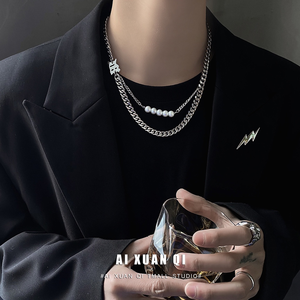 Vòng cổ Chuỗi Ngọc Trai Phong Cách Hip Hop Thời Trang Cho Nam Và Nữ