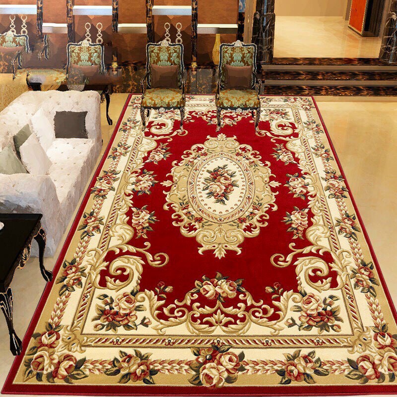 Thảm bali trải sàn 5D phòng khách mẫu hoàng gia đỏ 1m6 x2m3