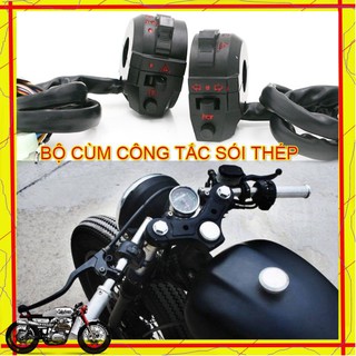 🚚[ FREE SHIP] BỘ CÙM CÔNG TẮC SÓI 💎Bộ cùm công tắc Wolf thép sơn tĩnh điện độ xe classic, win , 67 ..cafe racer