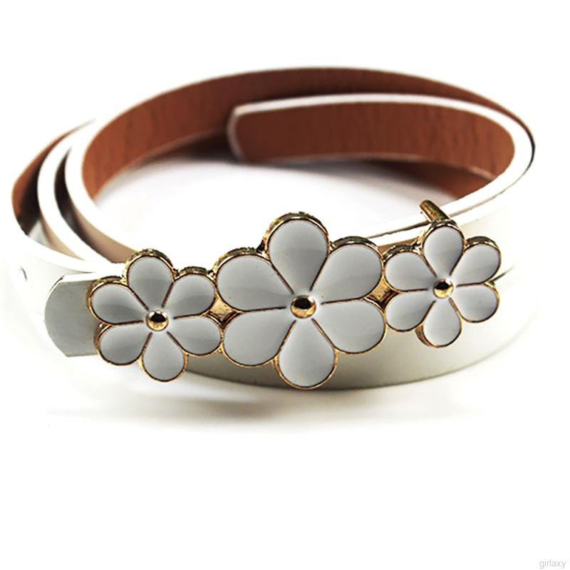 Thắt Lưng Da Pu Khóa Kim Loại Màu Trơn Thời Trang Hàn Quốc Cho Nữ