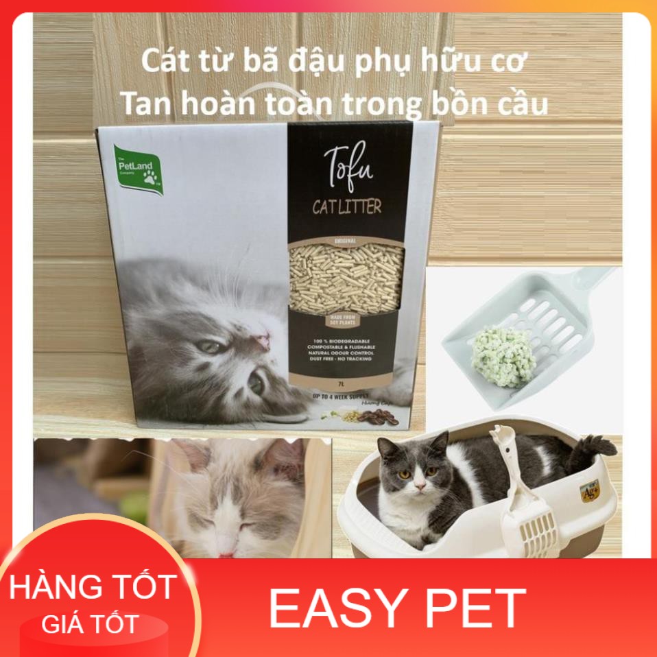 Cát đậu phụ Tofu 7L Cát vệ sinh cho mèo làm từ bã đậu nành Hữu cơ hòa tan trong bồn cầu và mèo ăn không sao