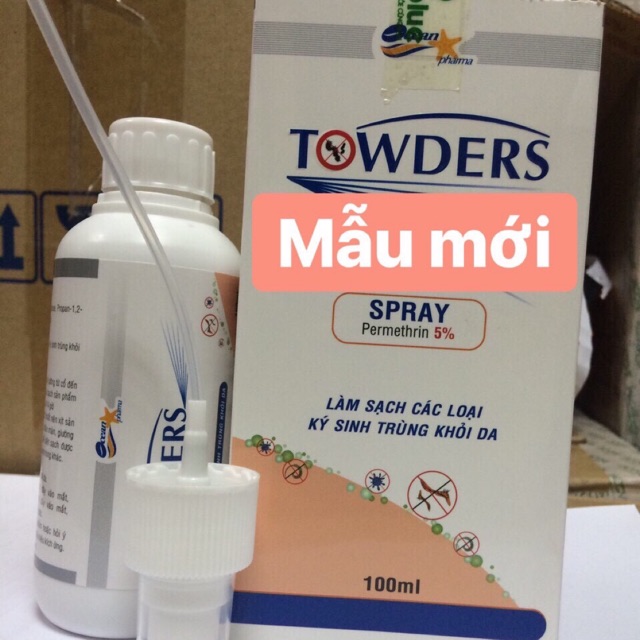 Xịt Ghẻ, Ký sinh trùng TOWDER SPAY 100ml permethrin 5%