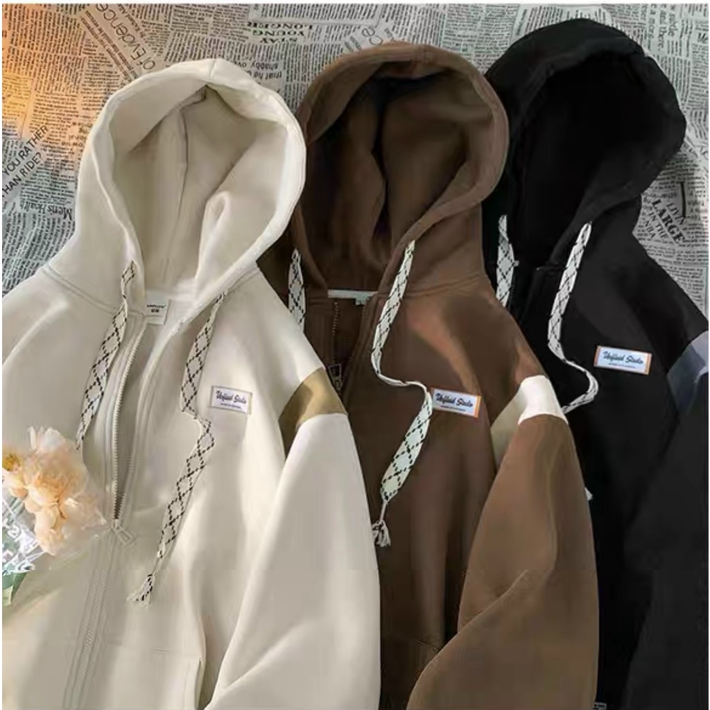 Áo khoác zipper dây kéo logo thêu phối cầu vai siêu chất phong cách hàn quốc sành điệu