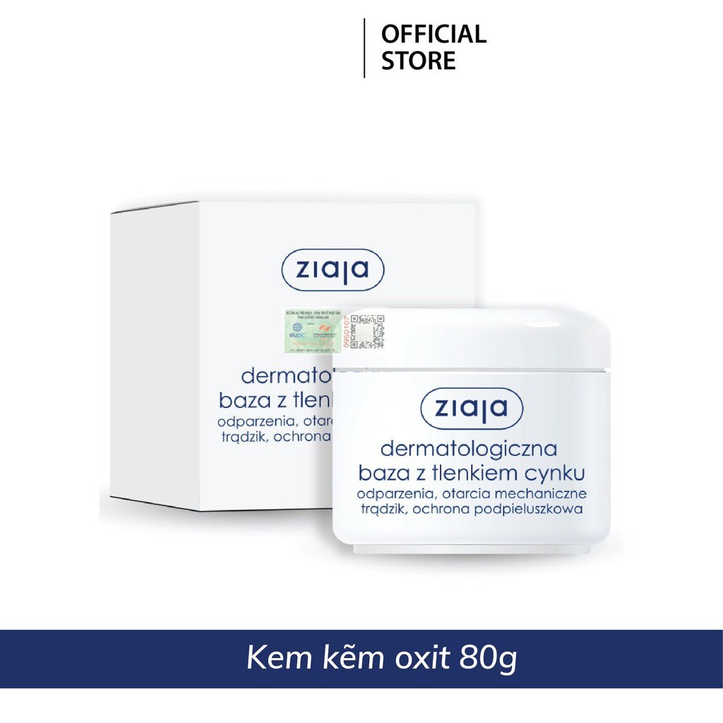 Kem kẽm oxit Ziaja 13% - Ziaja Dermatological Base with Zinc Oxide 80g