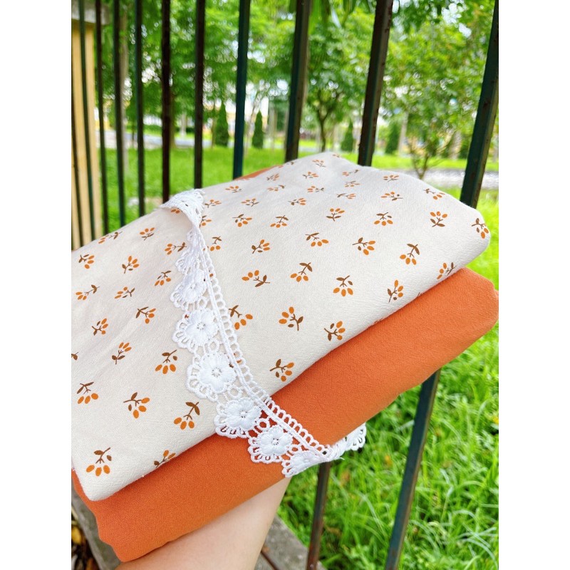 thô đũi mẫu thiết kế riêng cành hoa nguyệt quế 100% cotton