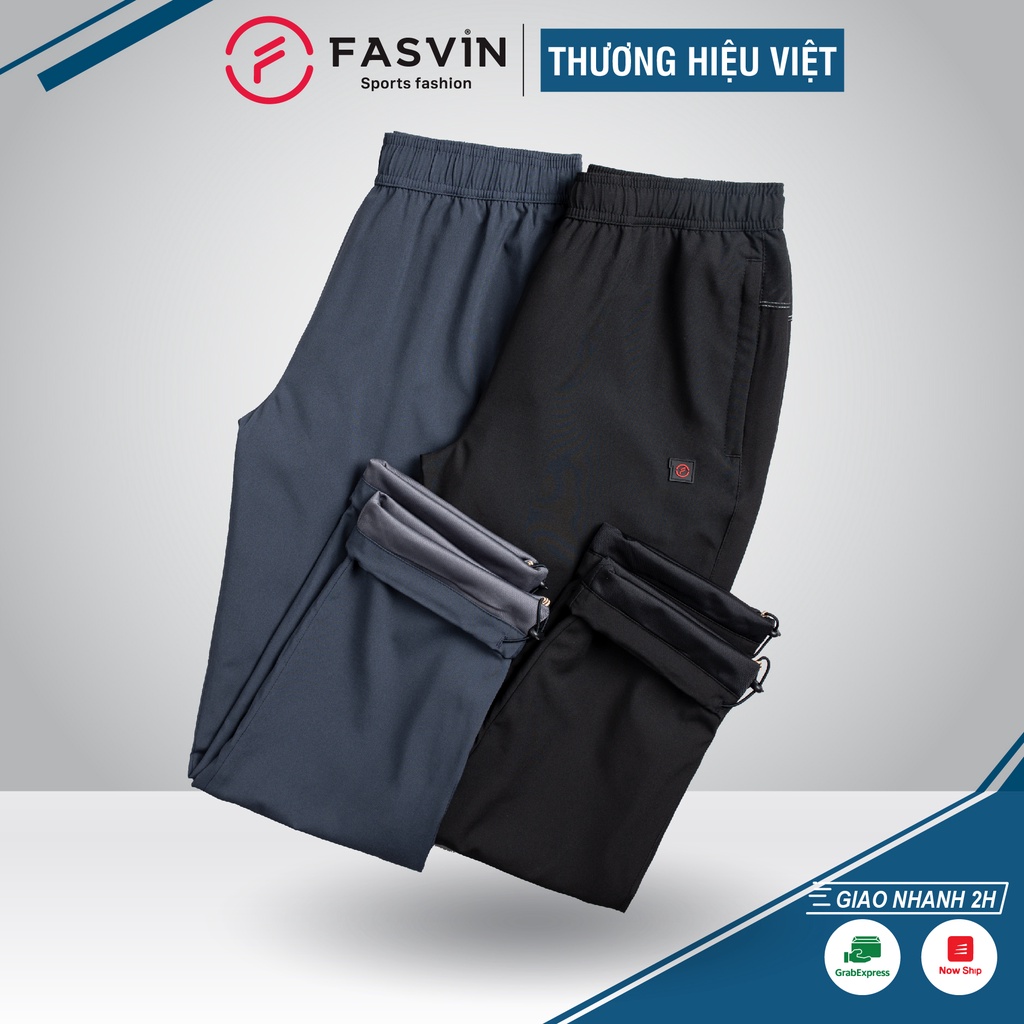 Quần gió nam 2 lớp FASVIN QBC22541.HN ống suông lót lưới hàng cao cấp chính hãng
