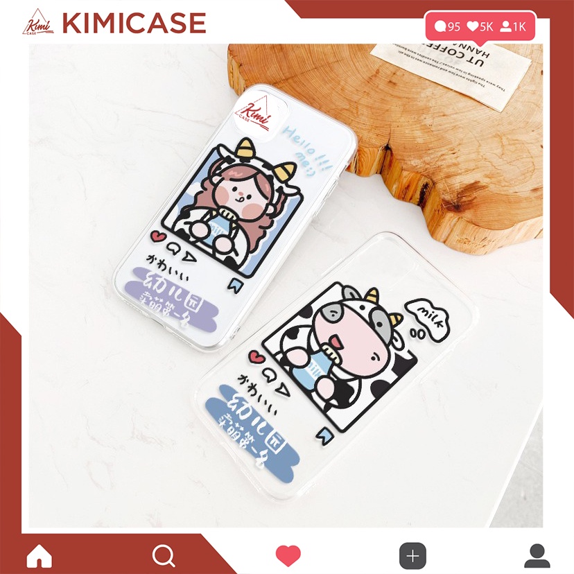 Ốp lưng Xiaomi Redmi A1 7 8 9 9A 9C 9T 10 10C Mi 11T  Pro 5g 11 Lite 5G NE 11T Poco X3 NFC Pro dẻo vuông Girl & Cow