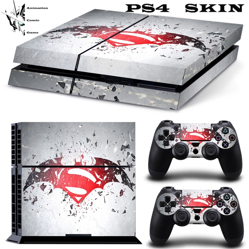 Decal dán trang trí bảo vệ máy chơi game PS4 hình logo Siêu Nhân và Người Dơi