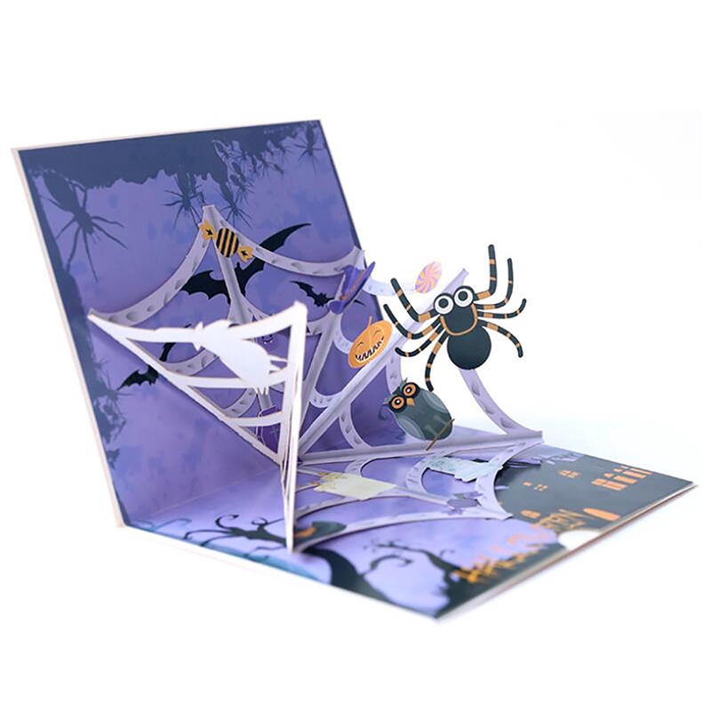 3D Laser Cut Handmade Horror Spider Paper Invitation Greeting Card