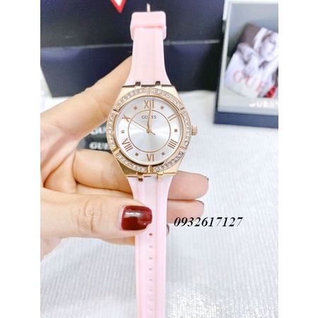 Đồng Hồ Nữ Guess GW0034L3 - Đính Viền Pha Lê - Dây Silicon - 36mm
