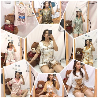 Đồ bộ pijama lụa cộc đùi mát ngày hè Hình ảnh Tiệm chụp 100%