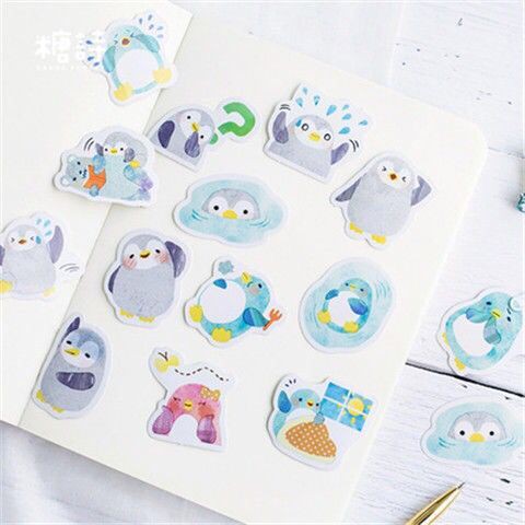 45pcs/bag Cartoon Penguin Stickers Cute Diary Journal Stationery Flakes Scrapbooking DIY Decorative Sticker