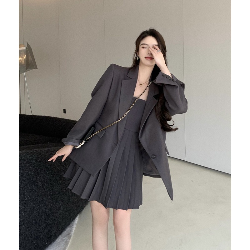 Set Áo Vest Mix Váy màu xám, kiểu dáng thời trang, thanh lịch (VUI LÒNG INBOX trước khi đặt hàng)