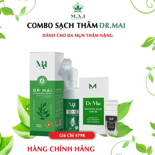 Combo sữa rửa mặt dr mai 100ml + dr mai mixsaffron 6ml giảm thâm - sạch mụn - se khít chân lông