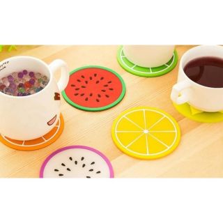 Miếng Lót ly, cốc silicon hình hoa quả