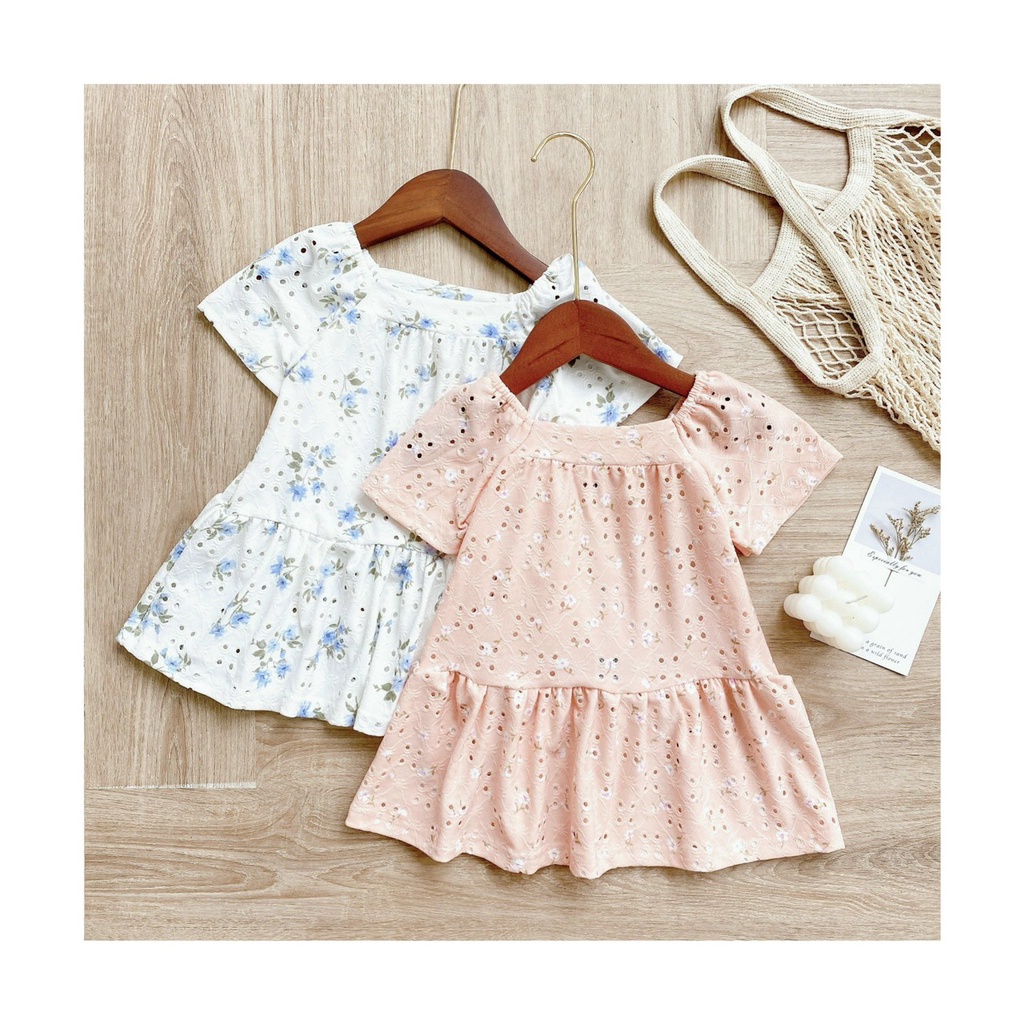 ĐẦM THUN CỔ VUÔNG VINTAGE NHẸ NHÀNG CHO BÉ 1-5T