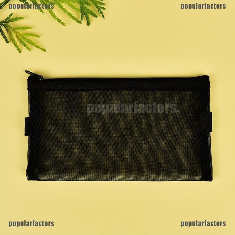 Túi Đựng Bút Dạng Lưới Trong Suốt Phối Khóa Kéo Đơn Giản Size S / L