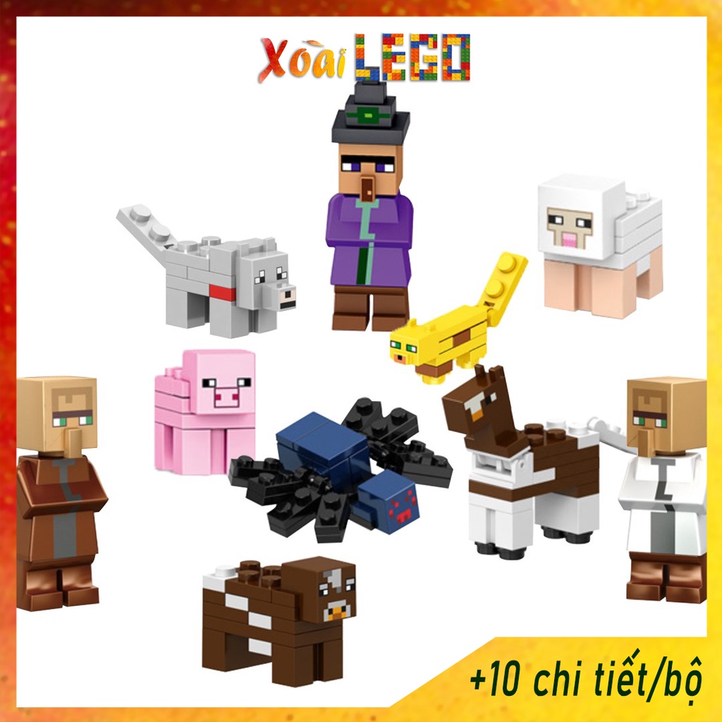 [Mã LIFE20KALL giảm 10% đơn 50K] Đồ chơi lắp ráp, lego minecraft dân làng, động vật trong game