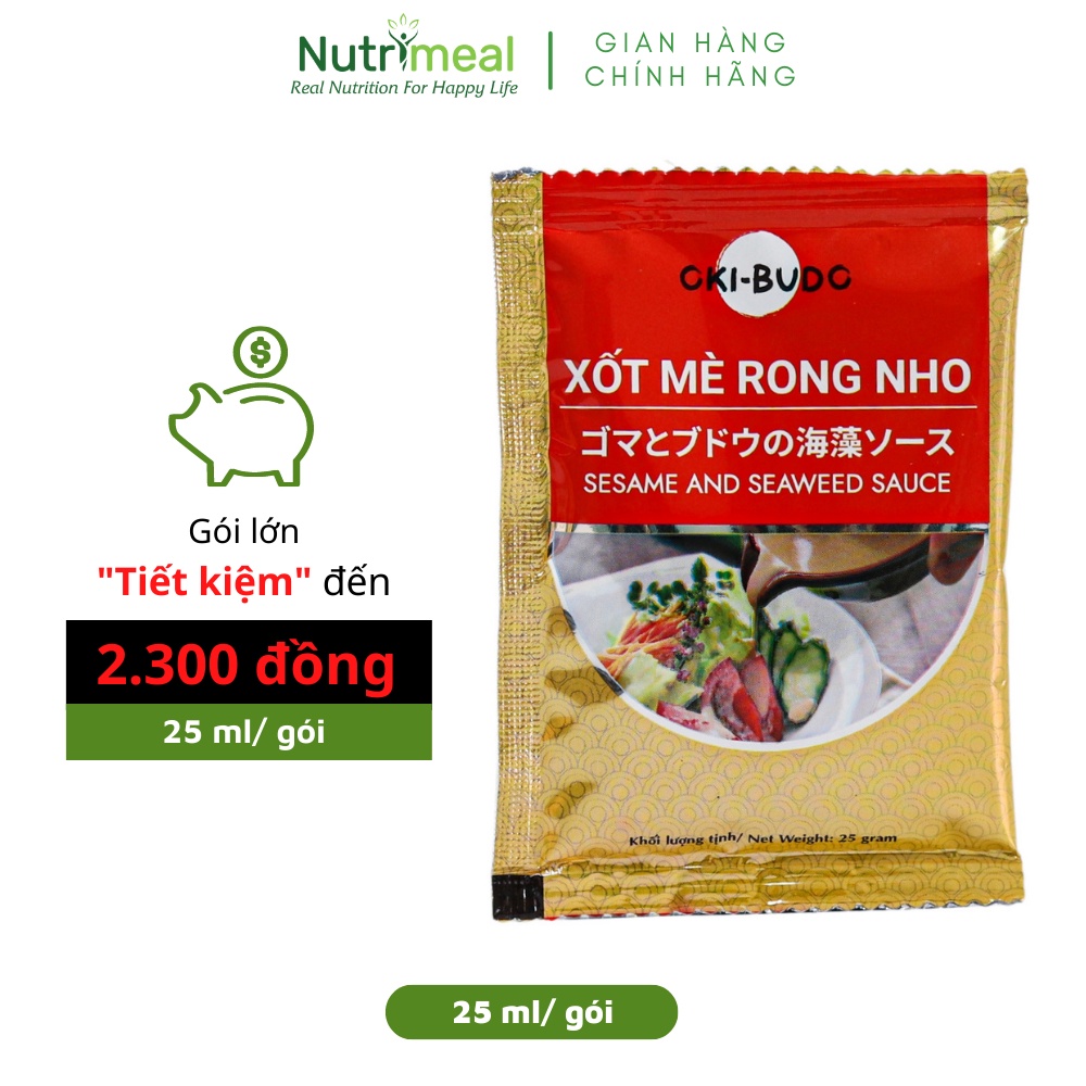 Xốt Mè Rong Nho OKI-BUDO Gói Lẻ Tiện Lợi 15 ml &amp; 25 ml - Nước Chấm Rong Nho, Salad Rau Củ Quả